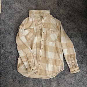 beachlunchlounge Tan Plaid Shirt